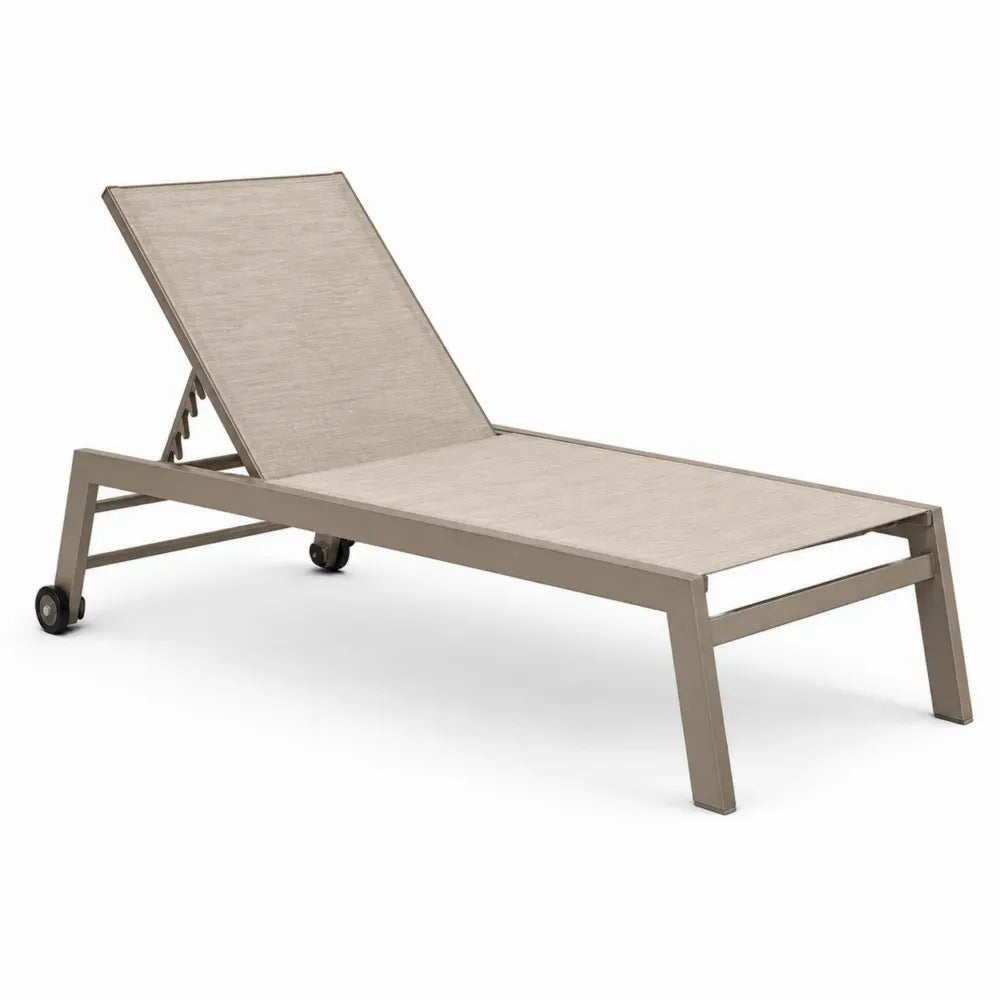 Sonnenliege Gartenliege mit Rollen verstellbare Rückenlehne PVC-beschichtetes Polyestergewebe Aluminiumgestell Beige Taupe Schwarz 200 x 67 x 95 cm