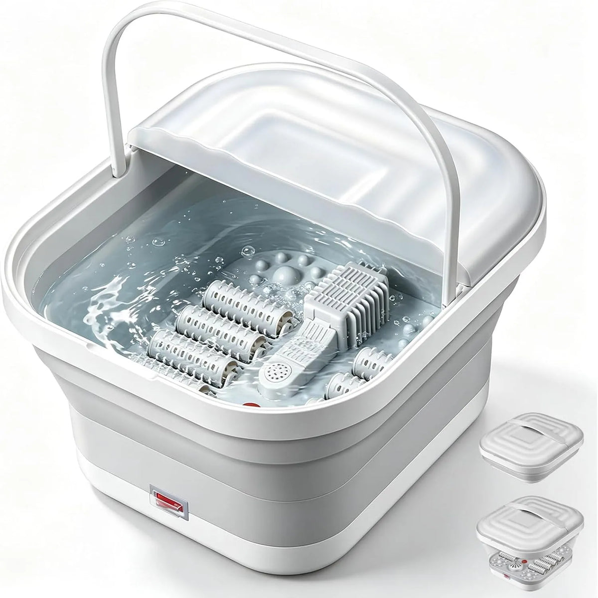 Fußspa-Massagegerät, Fußmassagegerät, Heizung, elektrisches Fußmassagebad, Transportrollen, Wärmefunktion