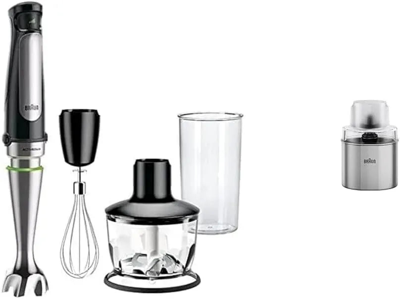 Braun MQ 7035X 3-teiliges Gerätezubehör, 1000 W, Edelstahl, Schwarz, schwarz & Kaffee- und Gewürzmühlen Aufsatz S 270 SI, MultiQuick 7 Stabmixer