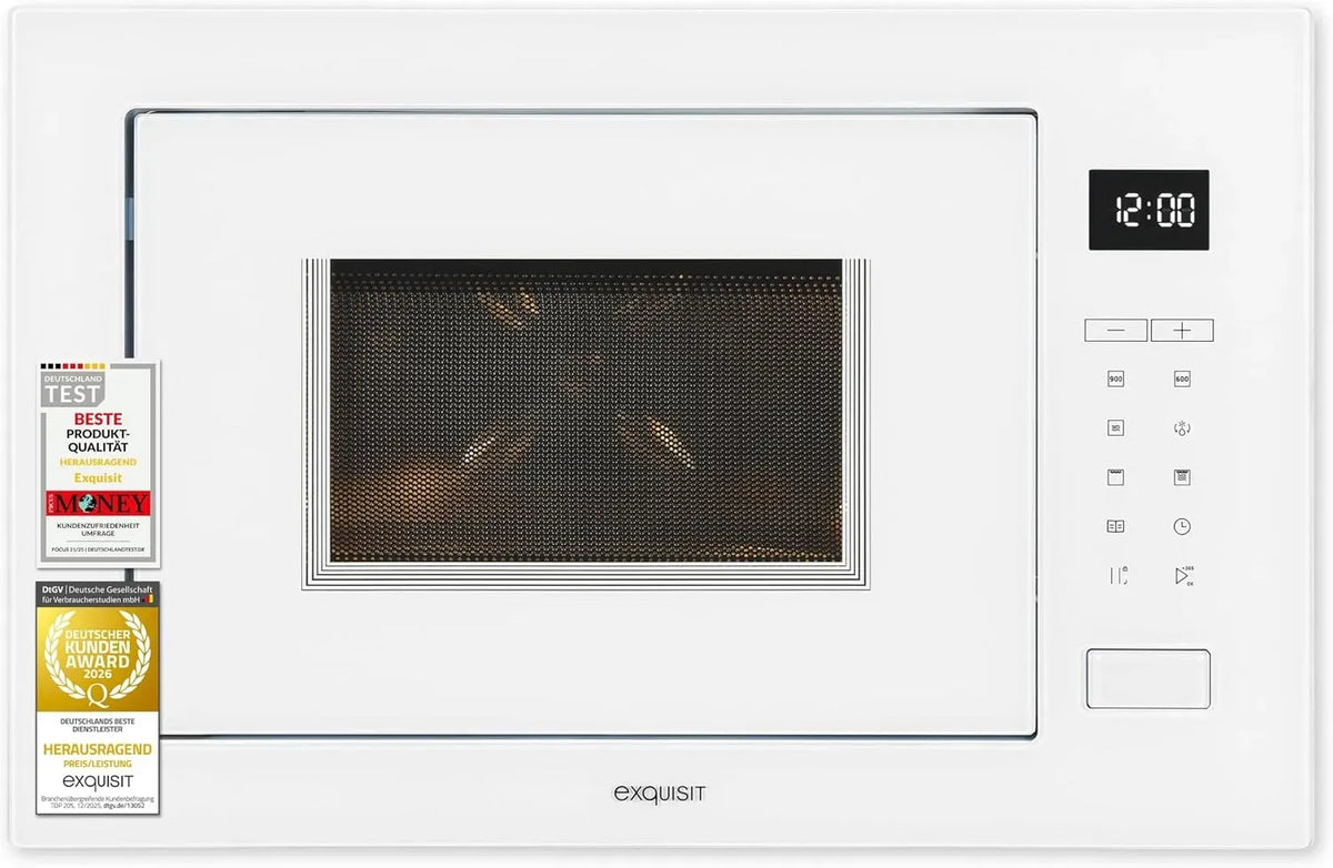 Exquisit Mikrowelle, 25 L, 900 W, Grill, Einbau, Mikrowellenofen, Weiß