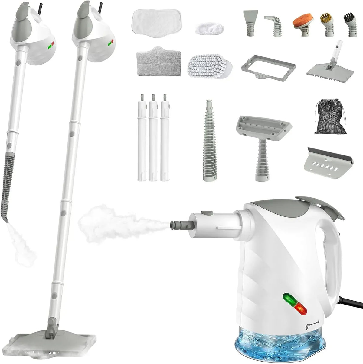 Dampfreiniger 10-in-1 15S, 1500 W, Druckdampf, Multifunktion, Einsatz auf Böden, in Küche, Auto und an Fenstern, Schnelle Aufheizung Dampfwischer