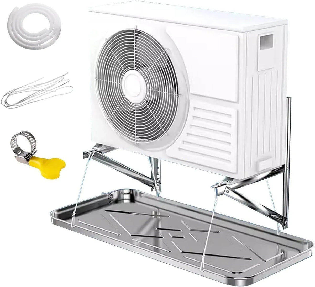 Klimaanlage, 99 x 48 cm, Edelstahl, Klimagerät, 3 m, Generisch Kondensatwannen-Set aus Edelstahl mit 3 m Schlauch