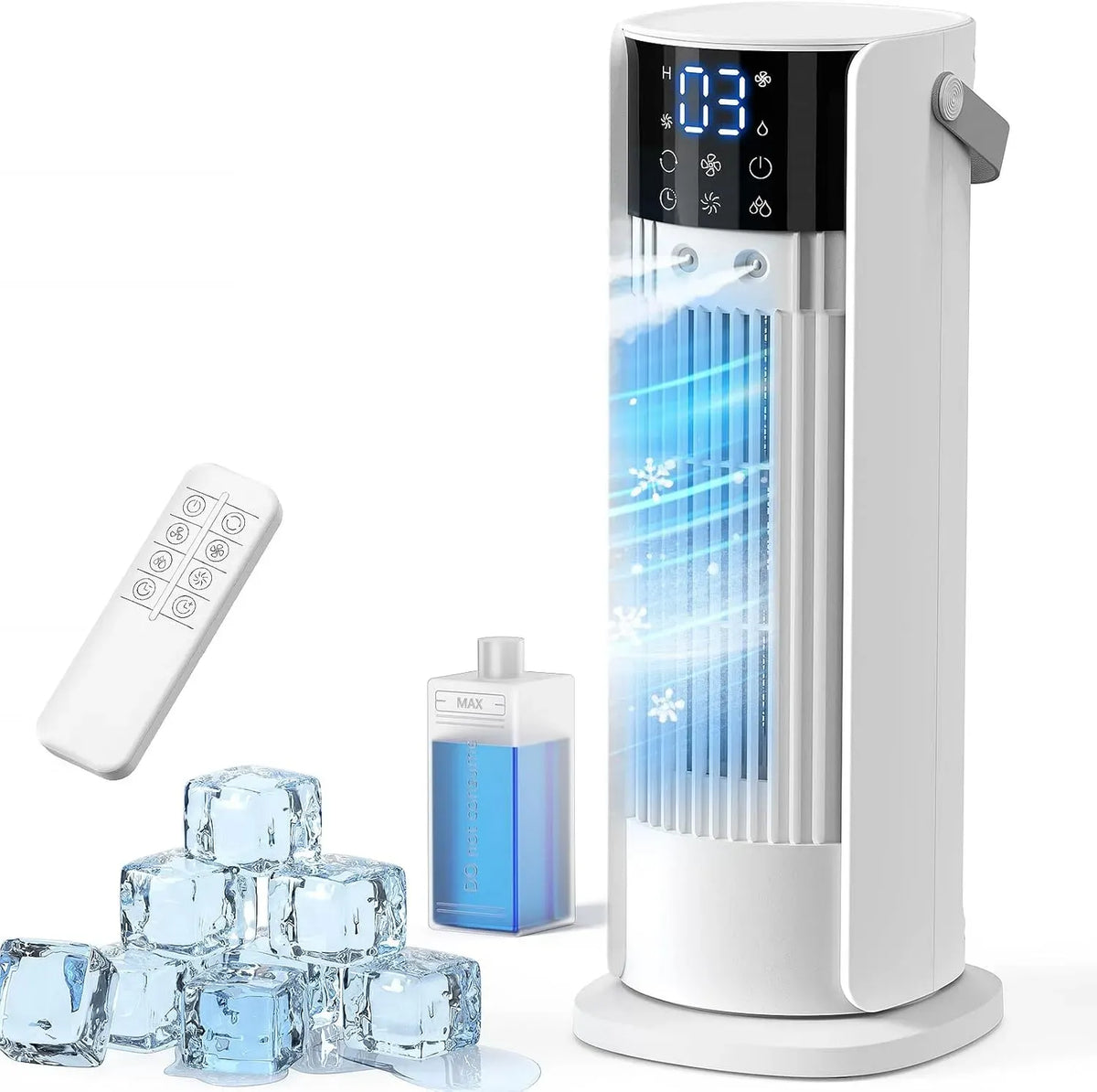 Klimaanlage, Oszillation, leise, Weiß, Mobile con Tanque de 900ml, 90° Oszillation, LED-Display, Leise mit Luftbefeuchter, 3 Gebläsestufen