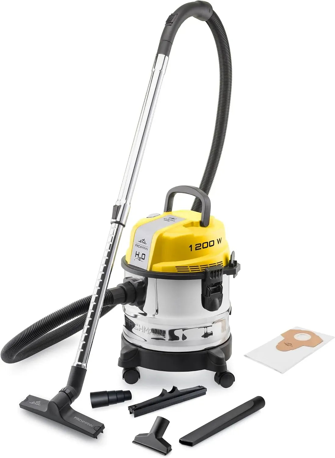 Staubsauger, 15 L, ETA I 1, Schwarz, Tepp ch- & Parkettdüse Zubehörhalterung Schwarz-Gelb, 1.200 W