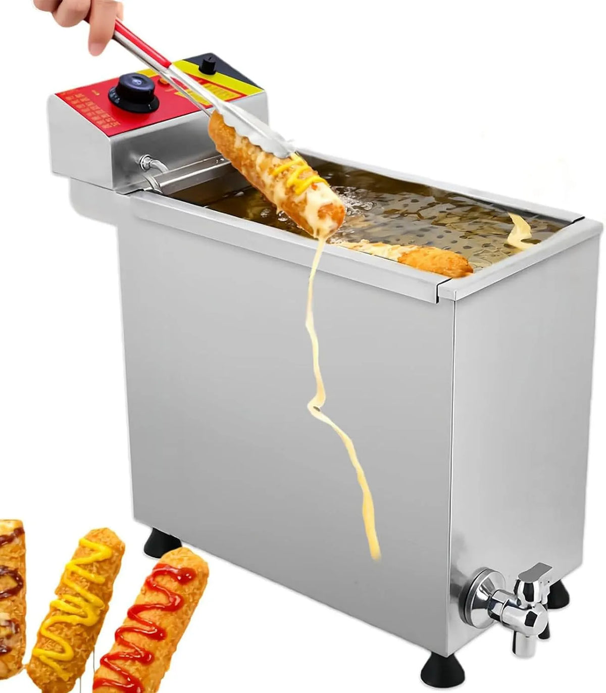 Edelstahl-Fritteuse, für koreanische Cheese-Hot-Dog-Sticks