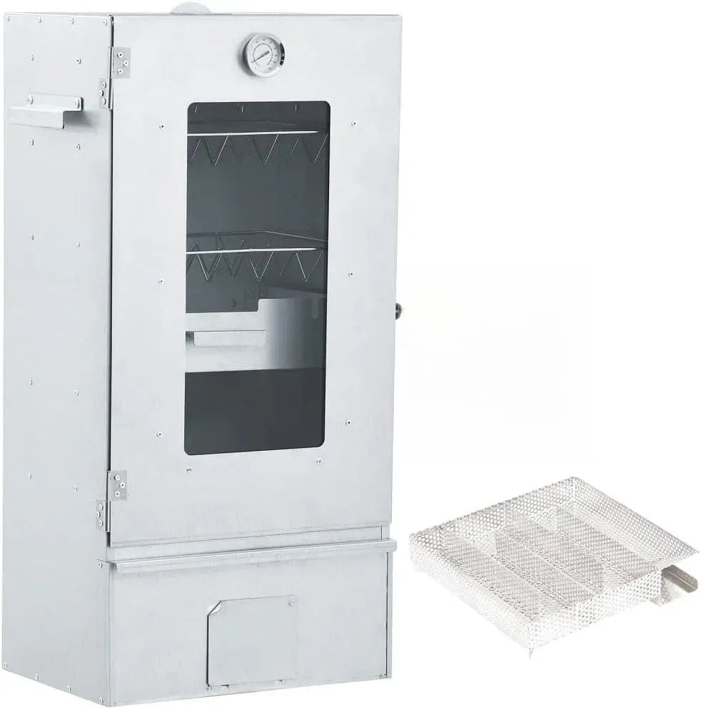 Kaltrauchgenerator, Räucherofen, Thermometer, Barbecue, 44,5x29x83 cm, Outdoor, Grill, Glas, Holz, für Outdoor Grillen und Barbecue auf Balkon