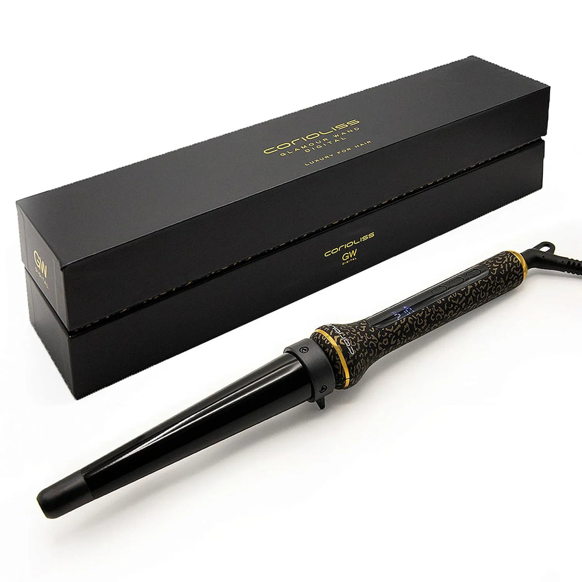 Corioliss Glamour Wand, für Professioneller konischer Keramikstab inklusive Temperaturkontrolle, Lockenstab für Frauen, Haarkräusler für langes und