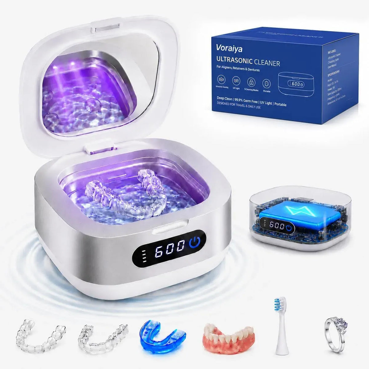 4000mAh IPX6 Ultrasonic Cleaner, Ultraschallreinigungsgerät, Ultraschallreiniger, Akku, 166 ml, IP65, kabellos