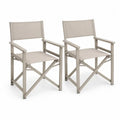 2er Set Garten-Klappstühle mit Armlehnen PVC-beschichtetes Polyestergewebe Aluminiumgestell Beige Taupegrau Schwarz je 56 x 58 x 88 cm