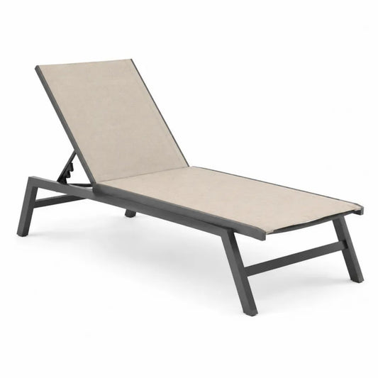Sonnenliege Gartenliege mit verstellbarer Rückenlehne 200 x 70 x 94 cm Textilene Aluminium rechteckig taupe dunkelgrau schwarz