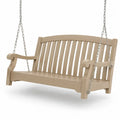 Schaukelbank Garten Hängebank 2-Sitzer aus HDPE Kunststoff mit Stahlketten Beige Silber 150 x 65 x 60 cm