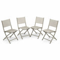 Gartenstuhl 4er Set klappbar armlos rechteckig Textilene Stahl Beige Taupe Schwarz 47 x 58 x 86 cm