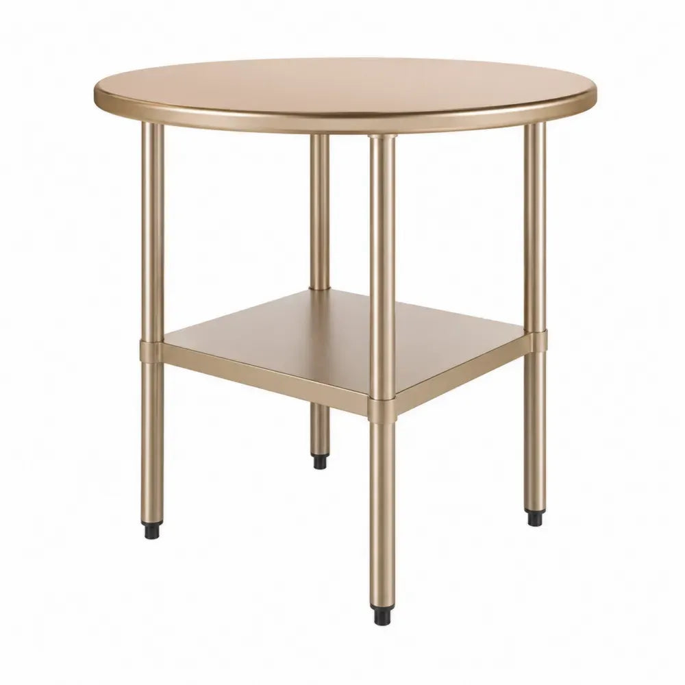 Mehrzwecktisch rund mit Ablage Ø 60 x 70 cm pulverbeschichteter Stahl Goldfarben Schwarz