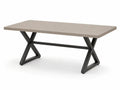 Gartentisch Esstisch rechteckig 180 x 90 x 75 cm HPL-Kompaktplatte Taupe Stahlgestell Schwarz X-Beine
