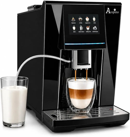 Kaffeevollautomat, Touch-Bedienung, Schwarz, Cappuccino & Espresso auf Knopfdruck, farbiges Touchdisplay