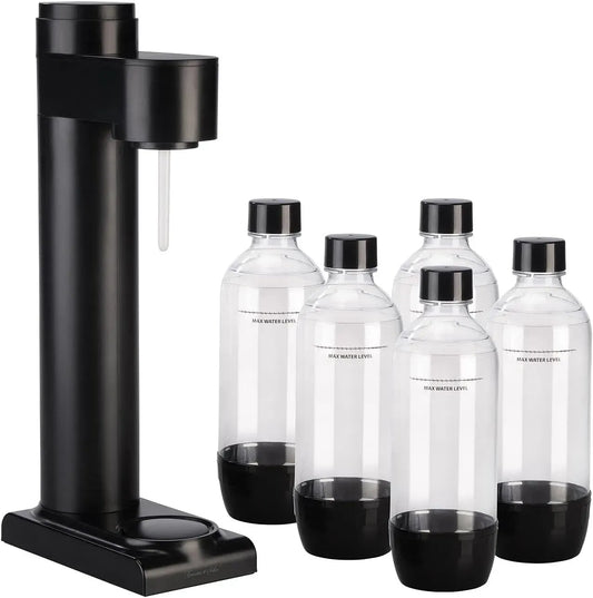 1-Liter-Flaschen Sprudelwasser Gerät, Maker, Soda-Stream-kompatibel Maker, Rosenstein & Söhne kompakte Wassersprudler: Soda-Wassersprudler mit 5