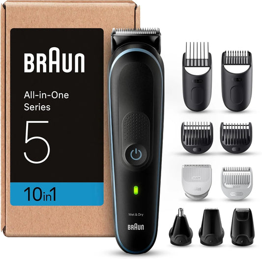 Braun 10-in-1 MGK5445 Haarschneidemaschine, Akku, 14 L, 21 mm, IP65, kabellos, Schwarz, für Gesicht