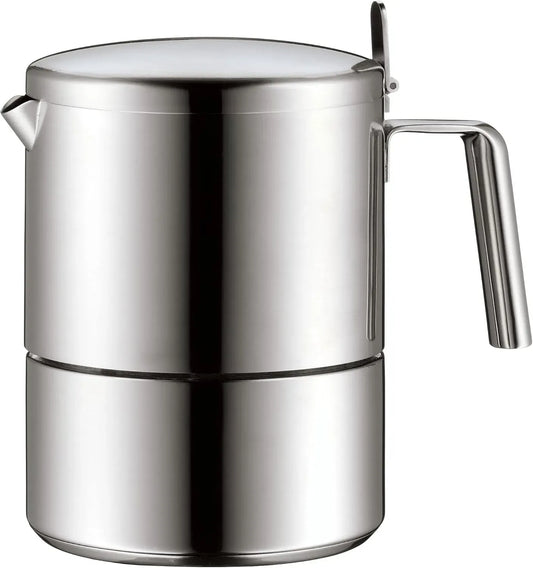 WMF Geschirrspüler, Spülmaschine, Edelstahl, Kult Espressokocher 300ml, Cromargan Edelstahl mattiert, Espressomaschine für 6 Tassen