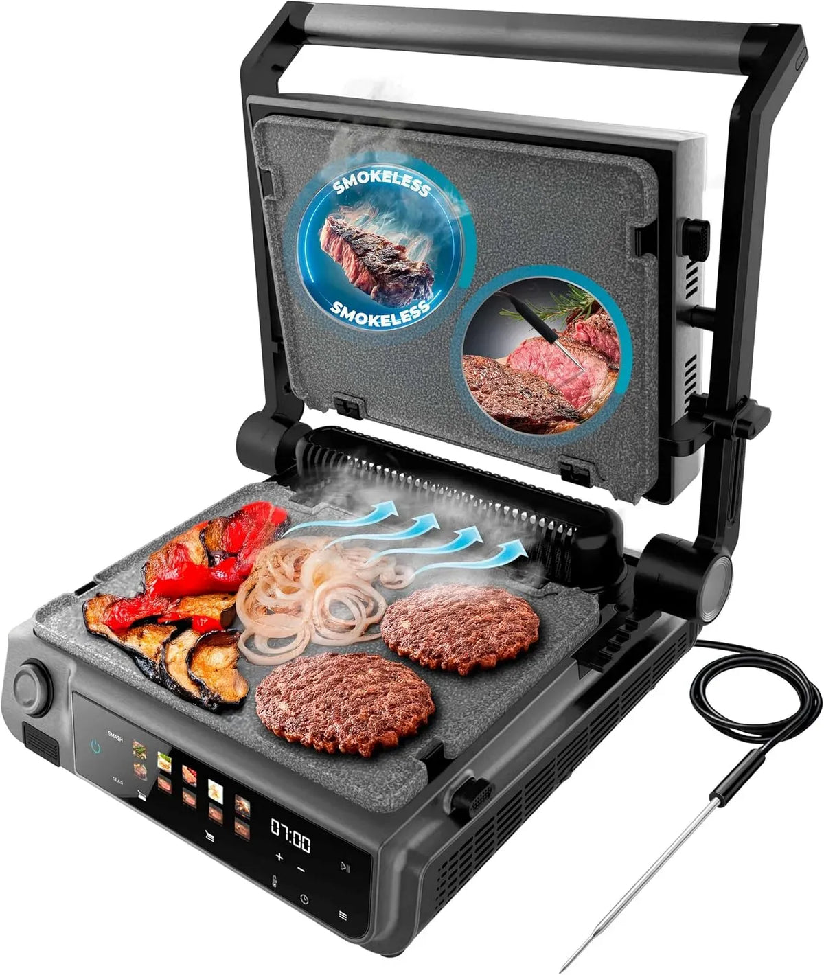 Cecotec Elektrogrill, Rock'nGrill, 30 x 21 cm, 2000 W, Edelstahl