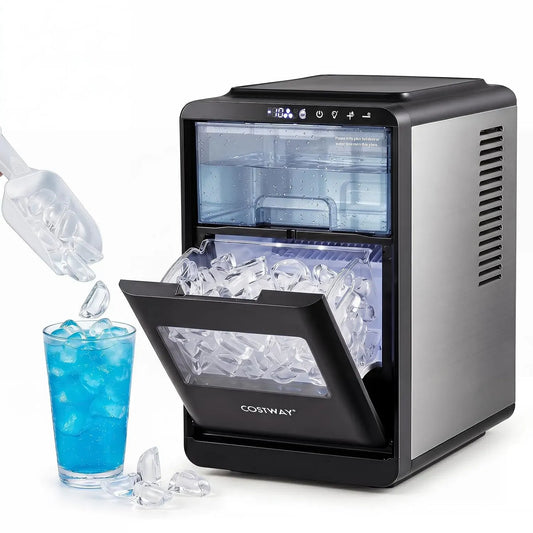 Eiswürfelmaschine, COSTWAY, 12 kg/Tag, Eisbereiter, Eiswürfelmaschine für klare Halbmond-Eiswürfel