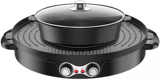 Mandarinentopf, Grill, elektrischer Multikocher mit Grill, 2200 W, Antihaftbeschichtung, 2 Temperaturzonen