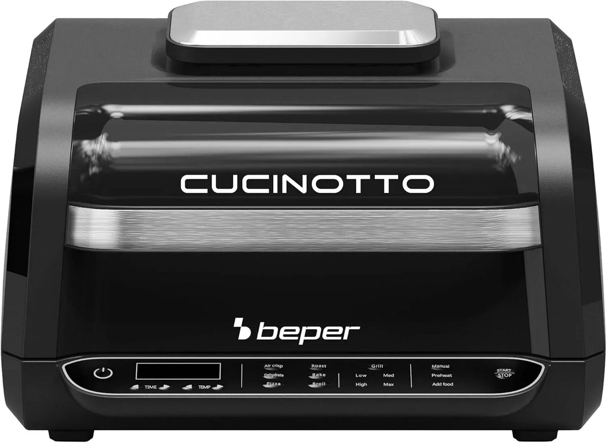 Elektrischer Pizzaofen, BEPER, Grill, Multifunktionsgerät Airfryer mit 8 Programmen