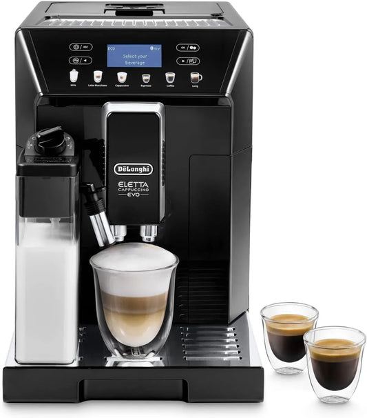 De'Longhi ECAM 46 46.860.B Milchaufschäumer, Milchschäumer, Touch-Bedienung, LCD-Display, Schwarz, Cappuccino und Espresso auf Knopfdruck