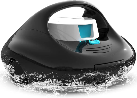 Poolreiniger, Poolroboter, Akku, Poolreinigungsroboter, 80 m, kabellos, Schwarz, für Flachboden Pool bis zu 80 m²