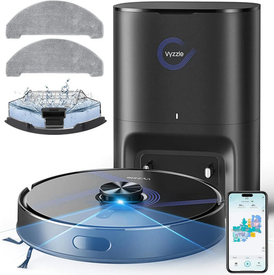 Saugroboter, 3,5 L, Staubsaugerroboter, Absaugstation, Vyzzle Saugroboter mit Wischfunktion 10000 Pa und Absaugstation 3,5L