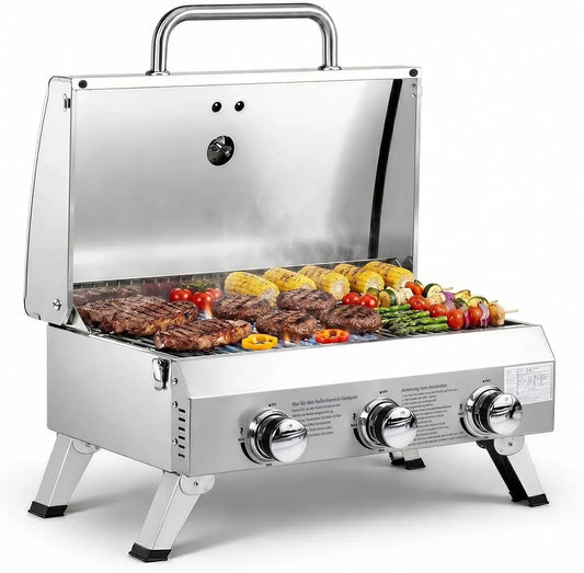 Tischgrill, Gasgrill, elektrischer Tischgrill, Grill mit Gasbetrieb, 61x43x40 cm, 6,6 kw, Camping, für Hinterhof, ROVSUN