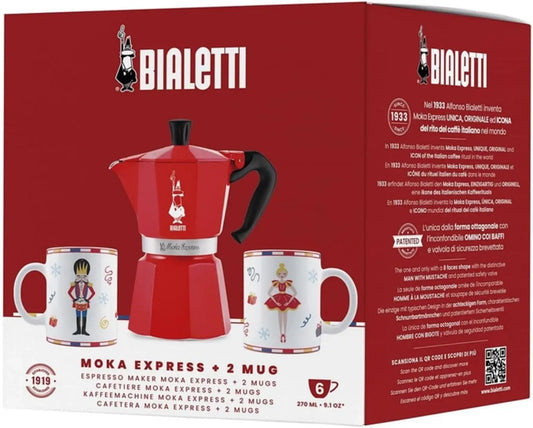 Espressokocher, Herd, 6 Tassen, Rot, Bialetti Moka Express Iconic Italian Herd Espressokocher Rot
