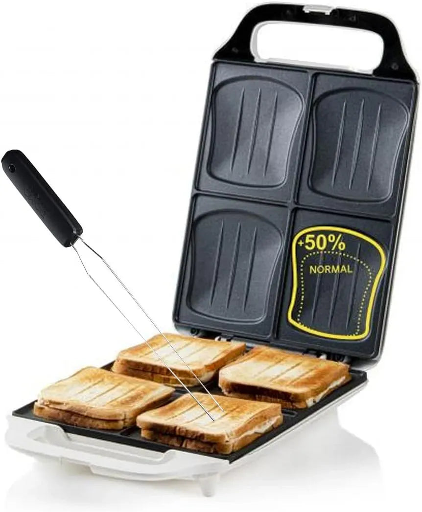 Toaster 4er 1800Watt, 27 x 32 cm, 1800 W, elektrischer Brotröster, Domo XXL Familien Sandwichmaker 4er Toaster in Muschelform 27 x 32 cm