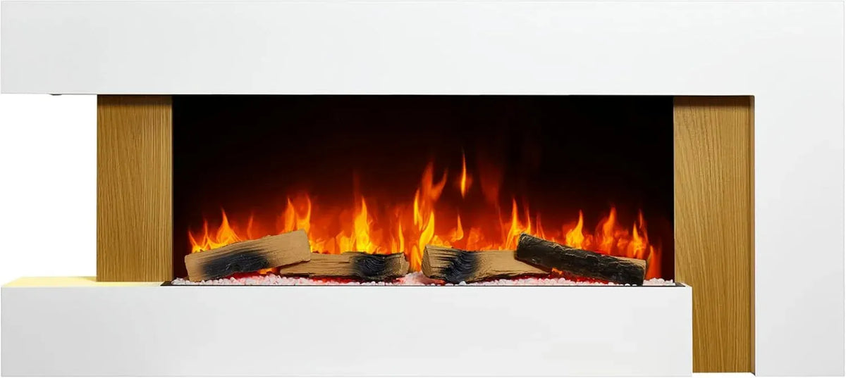 AF52 3D-Flammeneffekt Elektrokamin, LED-Heizung, elektrischer Kamin, 3D-Optik, Wohnzimmergestaltung, 2 Temperaturzonen, Wärmefunktion, Fjord