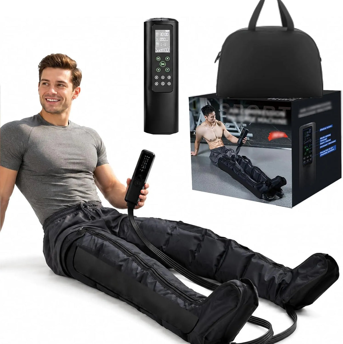 Lymphdrainage Gerät, Beinmassagegerät, tragbar, Timer, 12 Modi, für die Lymphdrainage Gerät