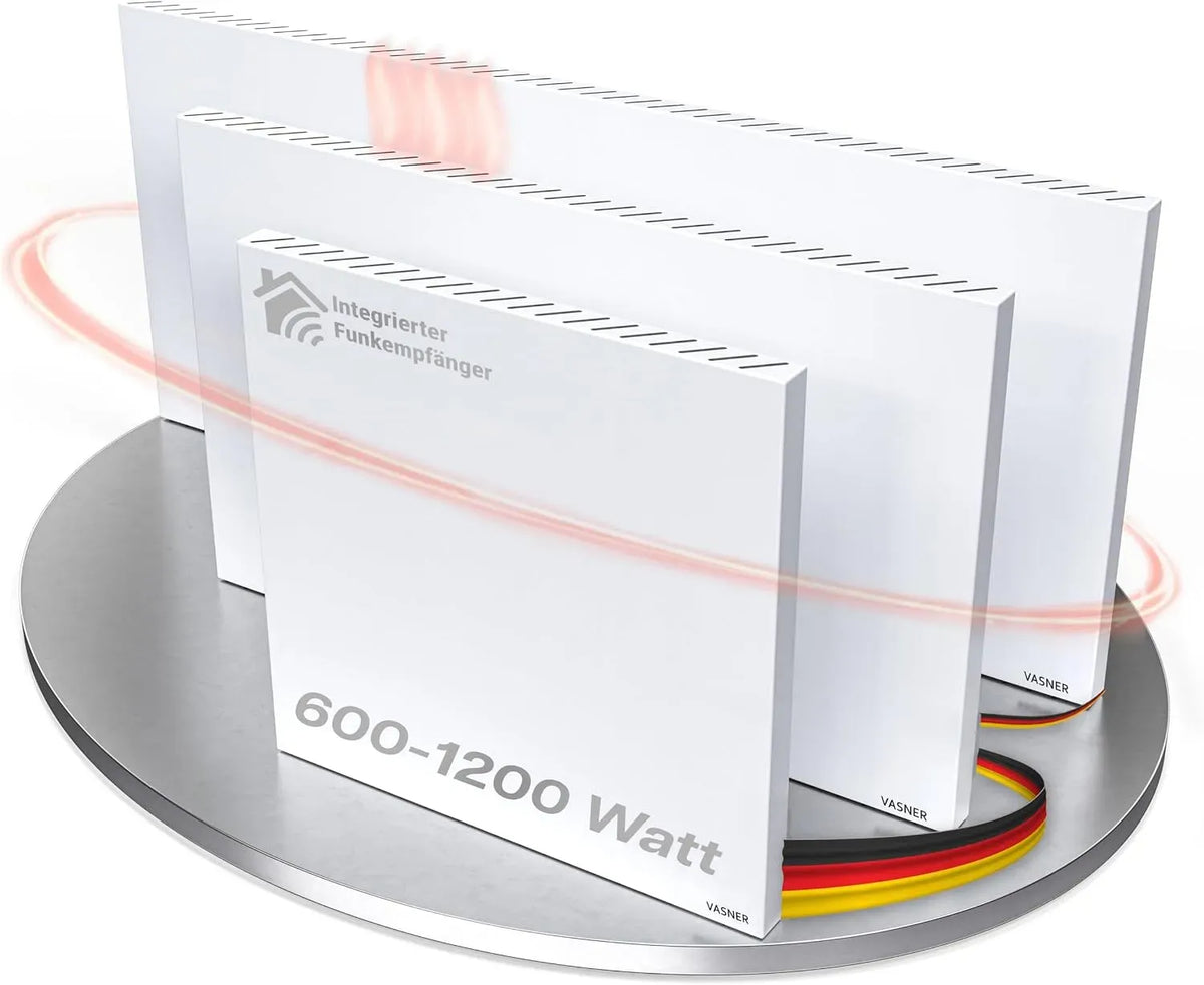 Konvektionsheizung, Infrarotheizung, Elektroheizung, Hybridheizung, Wandheizung, 1200 W, 600 W, Wärmefunktion, VASNER