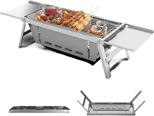 Holzkohlegrill, tragbar, Edelstahl, Tragbarer