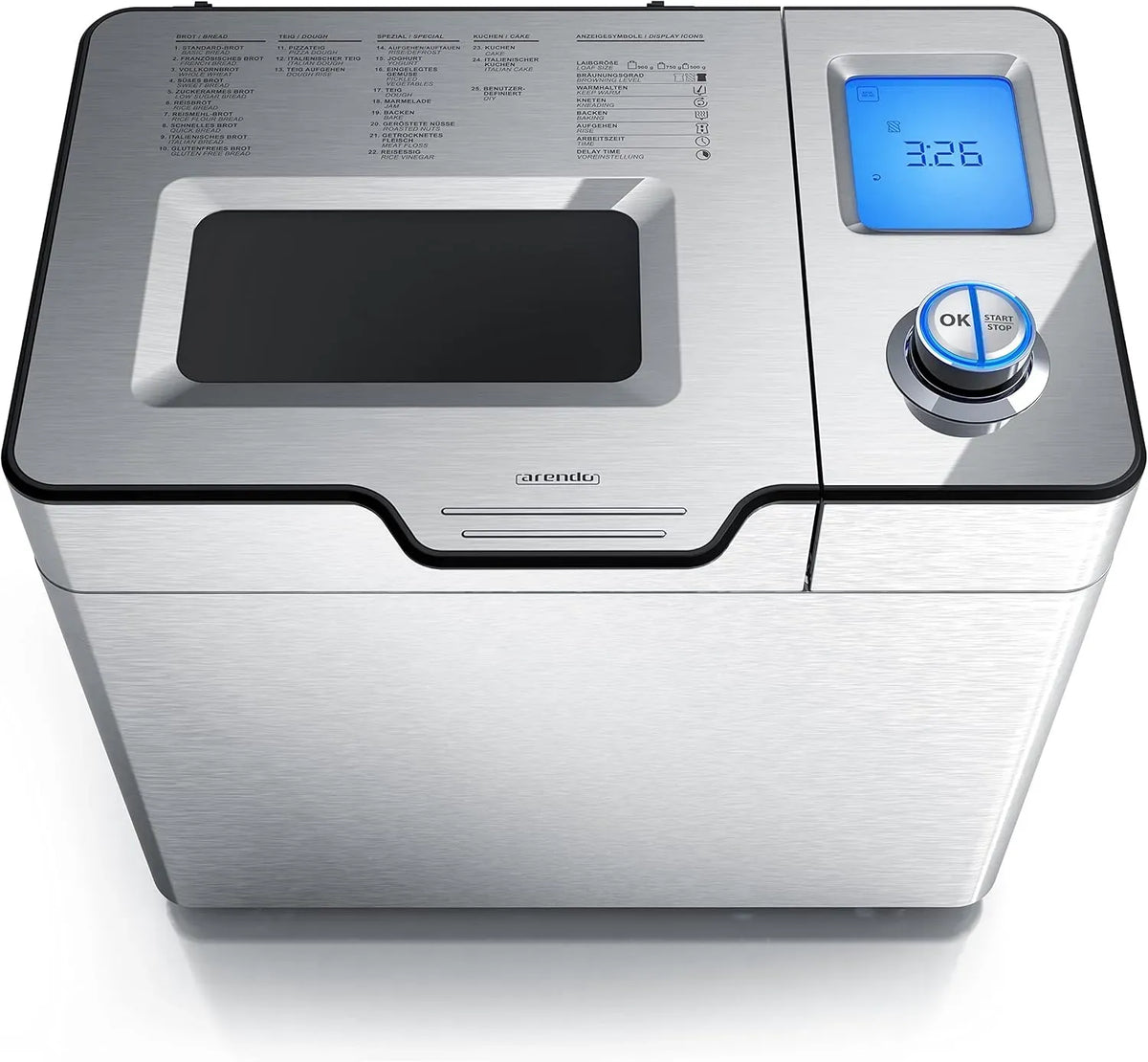 Brotbackautomat, 25 Programme, Brotbackmaschine, Antihaftbeschichtung, 1 kg Kapazität, BPA-frei