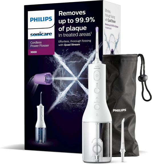 Philips HX3826/31 Munddusche, elektrische Zahnreinigungsdusche, IPS-Panel, kabellos, Weiß, für Zähne