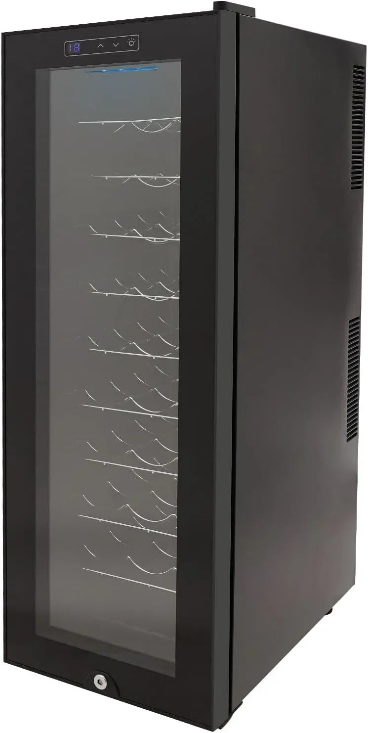Weinkühlschrank, 90 L, 30 Flaschen, 140 W, freistehend, Gehärtetes Glas Tür mit LED-Licht 12-18 ° Wein Kühlschrank