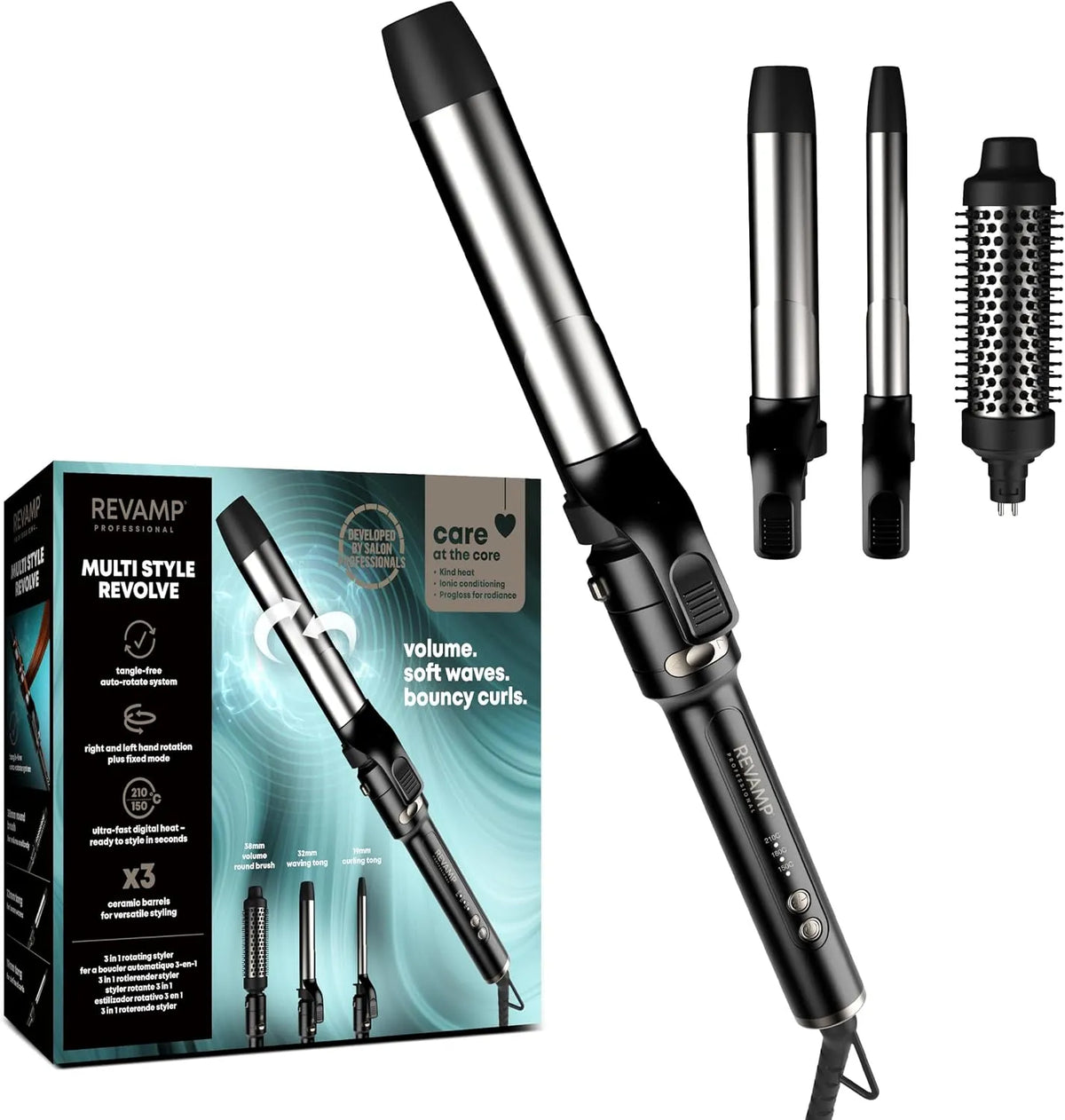3-in-1 Lockenbürste, Automatisch, 38 mm, 32 mm, 19 mm, REVAMP