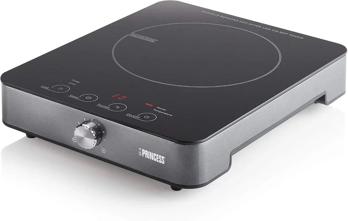 Princess 60Degree 240Degree automatische Abschaltung und Pfannenerkennung 01, Induktionskochplatte mit Touch-Bedienfeld, 1800 W Leistung, von 60Degree