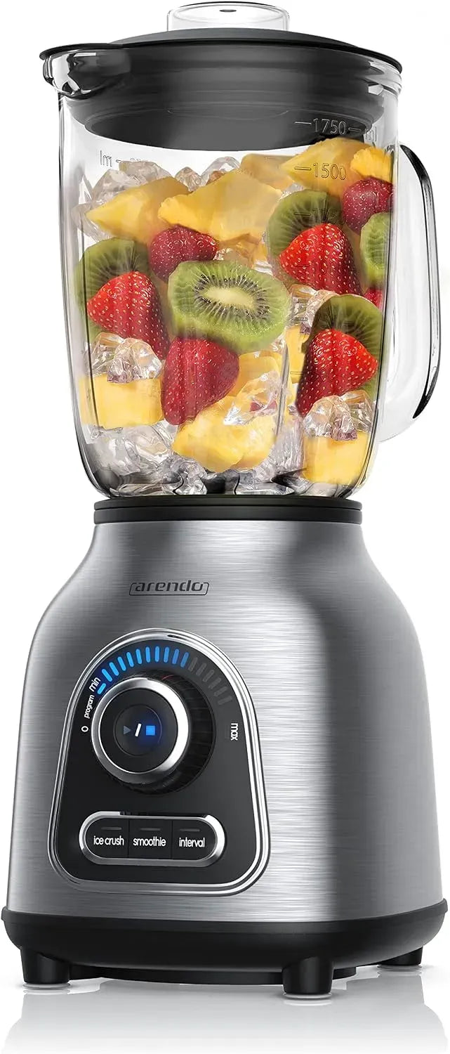 Standmixer, 1,75 L, 1400 W, Edelstahl, 000 U min inkl 1,75 l Glasbehälter Messbecher, kugelgelagertes Edelstahlmesser 6-flügelig, 60 ml