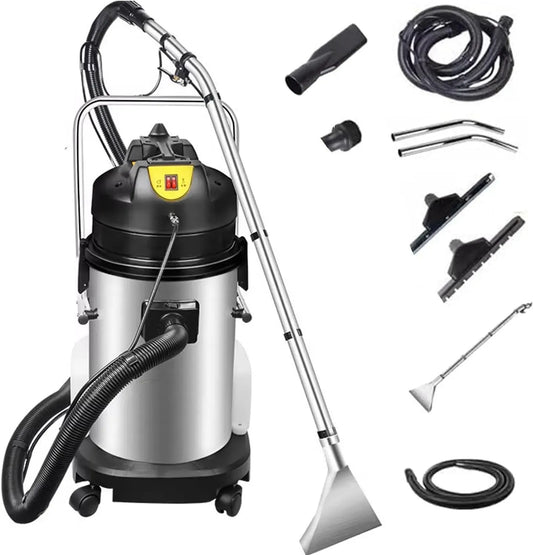 3-in-1 Teppichreinigungsmaschine, Teppich- und Polsterreiniger, 60 L, 30 L, Transportrollen, Edelstahl, für Teppiche, Gewerbliche