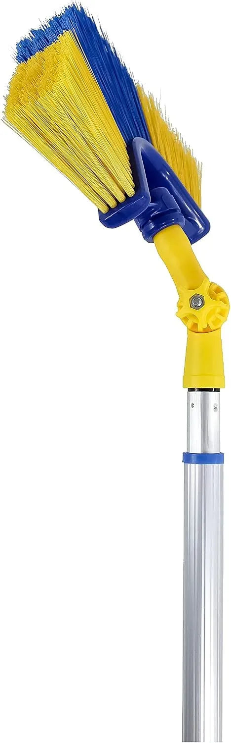 Teleskopstange 4 Meter inklusive Eckbesen zum Reinigen Dachrinnenbesen Dreieckbesen Winkel verstellbar Schraubgewinde Aluminiumstange Ausziehbar