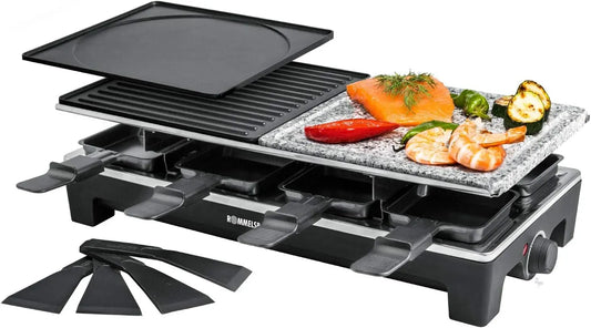 Rommelsbacher Grill, 1350 W, Antihaftbeschichtung, 2 Temperaturzonen, Edelstahl, Schwarz