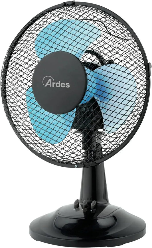 Ventilator EASY 23, 23 cm, 21 W, 3 Geschwindigkeiten, Oszillation, Schwarz, Kompaktes Total-Black-Design und 3 Flügel