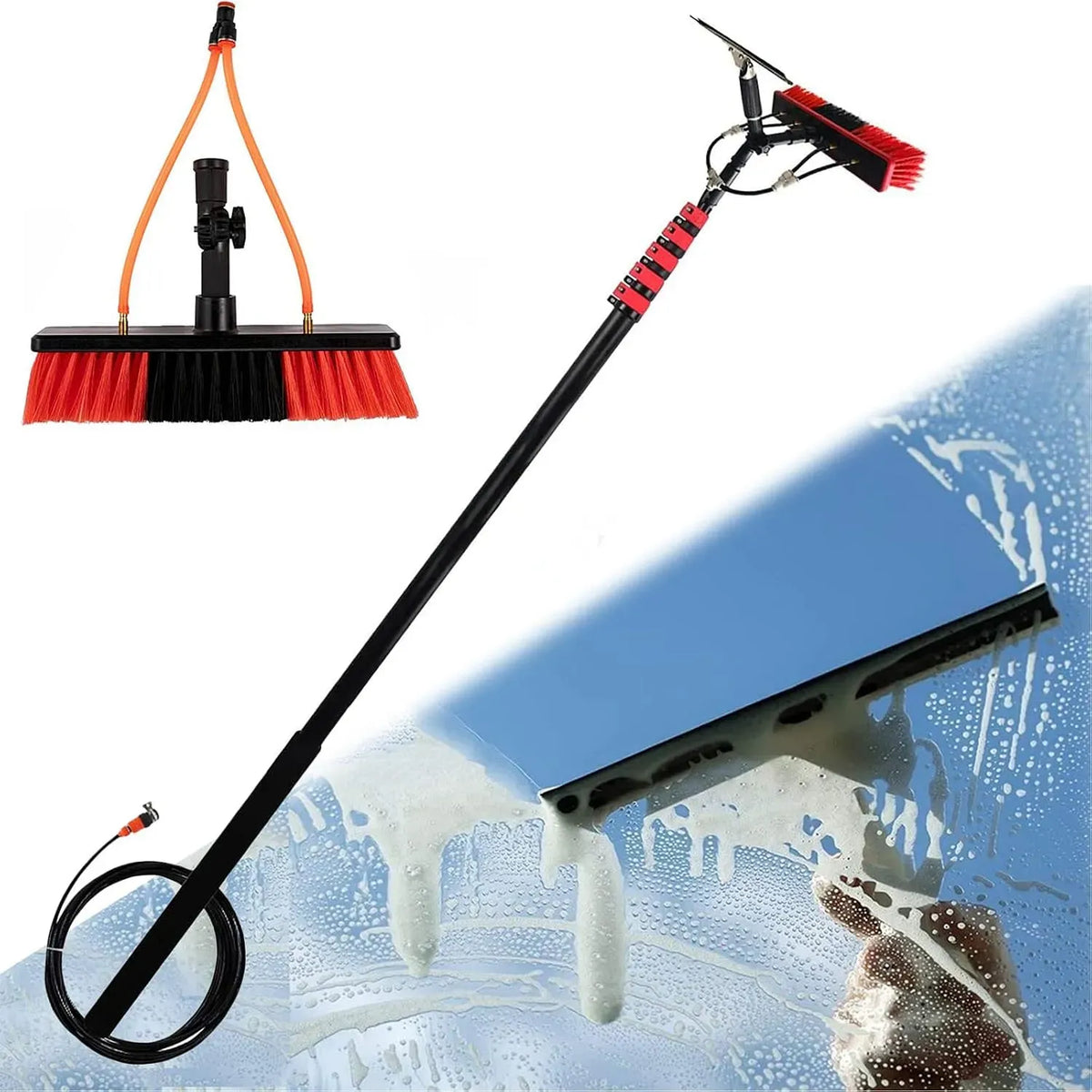Solarpanel-Reinigungsgerät, Teleskop-Wasserbürste, Dachreiniger, 10,8 m, für Fahrzeuge