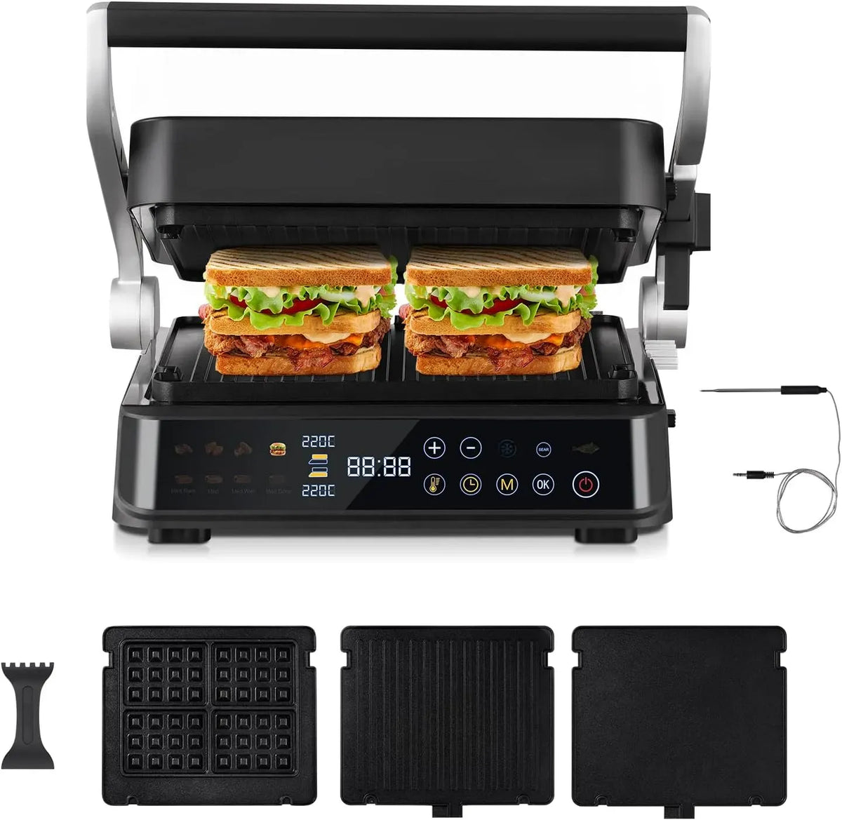 4-in-1 Kontaktgrill, Kontaktgrill und Paninigrill, Boost, AMZCHEF XL
