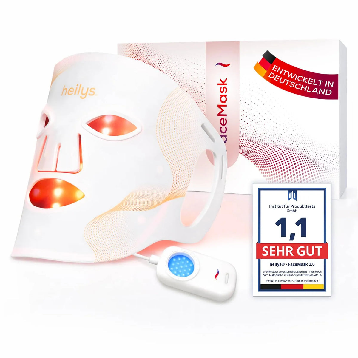 Rotlichtmaske Gesicht, Nahinfrarot & Blaulicht, LED Gesichtsmaske mit 316 LEDs, Lichtmaske aus flexiblem Silikon für Hautpflege, Entspannung &
