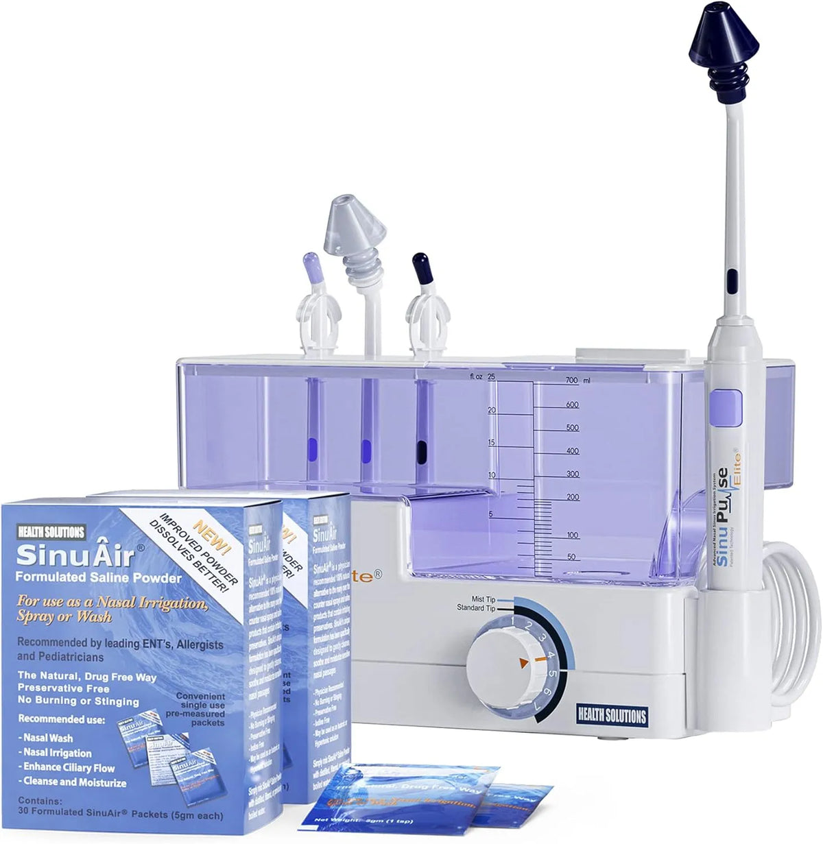 SinuPulse Elite Nasenspülung Spülsystem inklusive 90 Zusätzlichen SinuAir-Salz Paketen